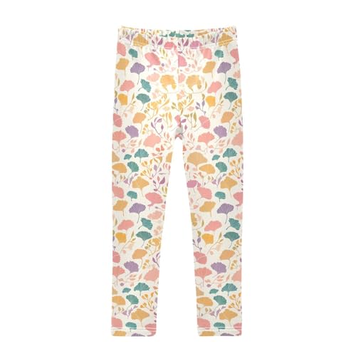 Hand Drawn Ginkgo Kids Girl's Cotton Leggings Comfortable Full Length Sweatpants Running