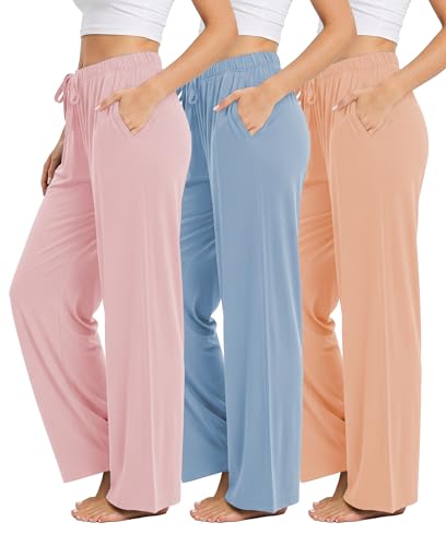Image of Sexy Basics 3 Pack Buttery Soft Pajama Pants for Women | Comfy Casual Lounge Pajama Bottoms | Drawstring & Pockets Pj