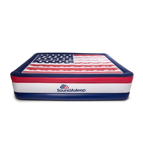 SoundAsleep Dream Series Luxury USA Air Mattress with ComfortCoil Technology & Built-in High Capacity Pump for Home & Camping- Double Height, Adjustable, Inflatable Blow Up, Portable - Queen Size