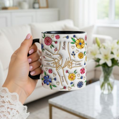 Taza personalizada para mamá con efecto 3D y nombres miniatura 3