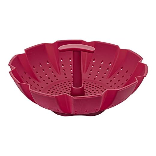 Cozi Vapore de Silicone Vermelho para cozimento Peixes, Legumes , SIL2614-VM, Euro Home