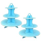 Etageren - ideal für Hochzeiten und Geburtstagsfeiern PERFETSELL 2 Stück Tortenständer 3 Etagen Cupcakeständer Pappe Kuchenständer Muffinständer Blau Kindergeburtstag Cupcake Ständer Käseplatte Etagere für Gebäck Muffin Kuchen Brötchen Party Hochzeit