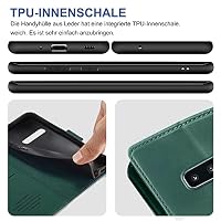 für Samsung Galaxy S10 Hülle mit Schutzfolie, Handyhülle Galaxy S10 Standfunktion Kartenfach Wallet Premium Leder Schutzhülle S10 Flip Case Cover Stoßfeste Klapphülle (Grün) – Ansicht 6