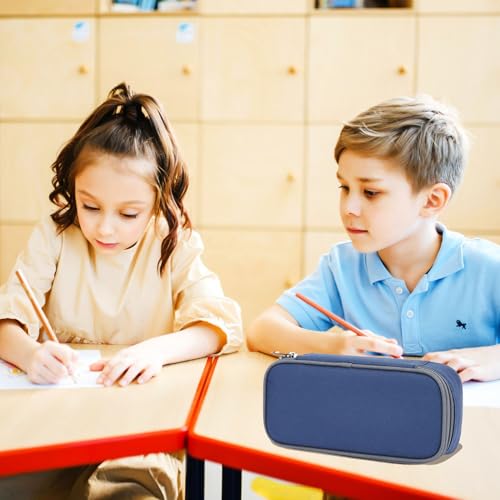 Image of FlowFly Large Capacity Pencil Case for Kids, Boys & Girls - Zippered Multi-Functional Pen Pouch, Soft & Portable Pencil Bag for School, Teens, Students, Cyan