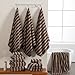 18 Pcs Brown Cabana Stripe Family Towels Set with Hanging Loop-6 Bath Sheets,6 Hand Towels,6 Washcloths Ultra Soft Bathroom Towel Highly Absorbent Quick Dry Shower Towel for Beach Chair,Spa,Gym,Hotel