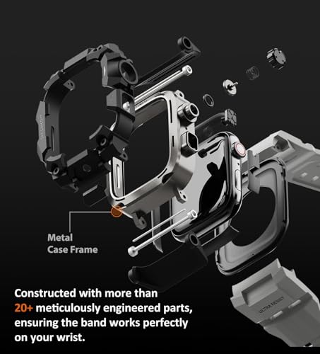 Image of ULTIMAL Rugged Case with Band for Apple Watch Band 45mm,Compatible with Apple Watch Series 9 /8 /7 45mm Men,Military Grade Shockproof Bumper Cover for iWatch Tactical Men (45mm, Grey)