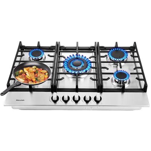 Bulit-in Gas Stove 4 Burners Gas Cooktop Stove Top with Thermocouple Protection,Easy Knob Control,NG/LPG Convertible Stainless Steel Easy to Clean for Kitchen 24 inch