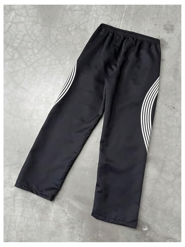 Men's Striped Baggy Pants Y2K Star Print Wide Leg Designer Track Pants with Zipper Pockets2
