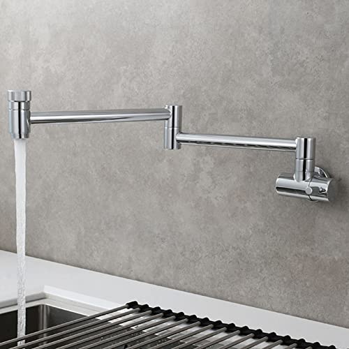 Robinet de cuisine avec bras double joint rétractable en nickel