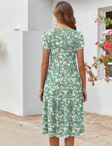 Image of ZEAGOO Womens Casual Dresses for Summer Short Sleeve Flare Midi Dress Loose Flowy Beach Sundress