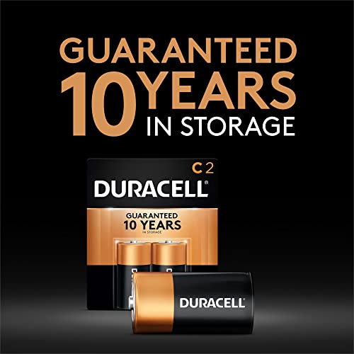 Image of Duracell Coppertop C Batteries, 2 Count Pack, C Battery with Long-Lasting Power, All-Purpose Alkaline C Battery for Household and Office Devices (Pack of 5)