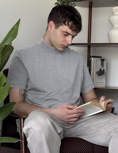 Image of COOFANDY Mens Mock Turtleneck Shirts Casual Premium Cotton Short Sleeve Shirt Basic Half Neck T-Shirts