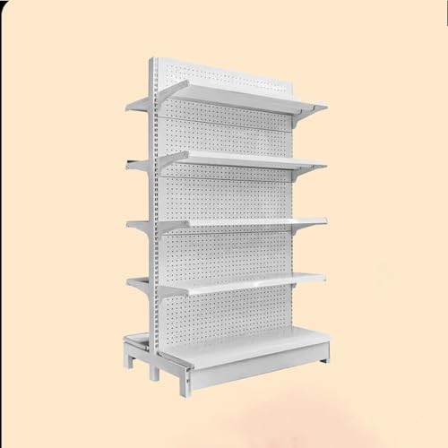 Scaffale a gondola per vendita al dettaglio, espositore versatile per supermercati, negozi di alimentari, negozi di liquori e uffici, robusti ripiani bianchi (90 x 80 x 135 cm) per una visibilità