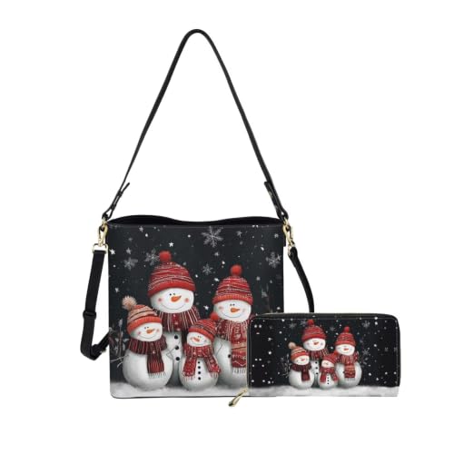 Image of HUGS IDEA Leather Purses and Handbag for Women Bucket Bag with Wrist Wallet 2 Packs
