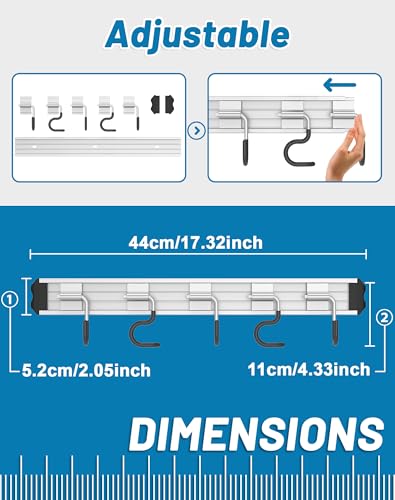 Paglipat Mop and Broom Holder Wall Mount Garden Tool Rack Organizer, Modern Style,Movable Aluminum Alloy Wall Mounted Hook 1 Pack,Storage Gift for Bathroom,Closet,Laundry Room,Garage,Tool Room(Black) — view 2