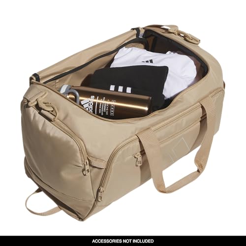 Image of adidas Defender 5 Duffel Bag for Sports, Gym and Travel, Warm Sandstone Beige /Wonder Alumina Grey, OSFA