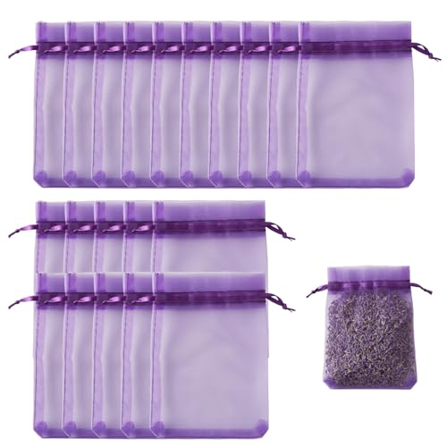 20 Lavender Bags for Moths, Scented Drawer Liners, Purple Scented Sachets for Wardrobe Freshness, Car Interior Freshening and Natural Moth Protection, for Wardrobe Closets Car Bathrooms