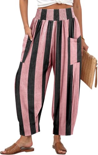 Image of TARSE Women's Linen Wide Leg Pants Baggy High Waist Palazzo Pants