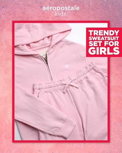 AEROPOSTALE Girls Jogger Set - 2 Piece Sweatsuit Set Cozy Fleece Zip Up Hoodie and Cargo Jogger Sweatpants for Girls (4-16)2