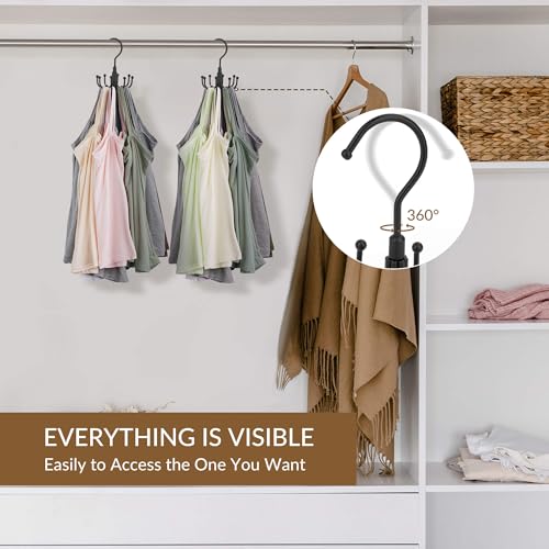 ZEDODIER Tank Top Hanger, Rotatable Bra Organzier for Closet, Max 24 Storage Capacity Sport Bra Holder, Metal Space Saving Closet Organizers and Storage - Image 5