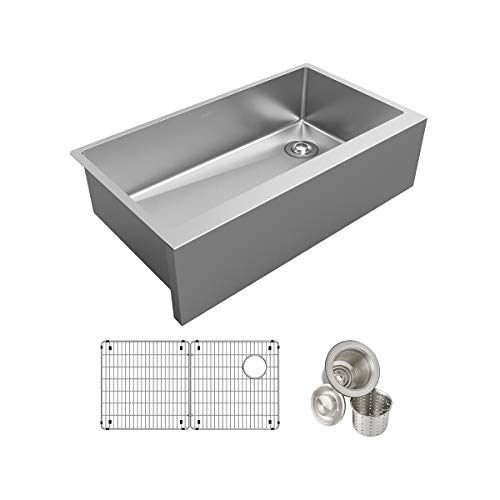 Elkay Crosstown 16 Gauge Stainless Steel 35-7/8" X 20-1/4" X 9" Single Bowl Tall Farmhouse Sink Kit #TOP10