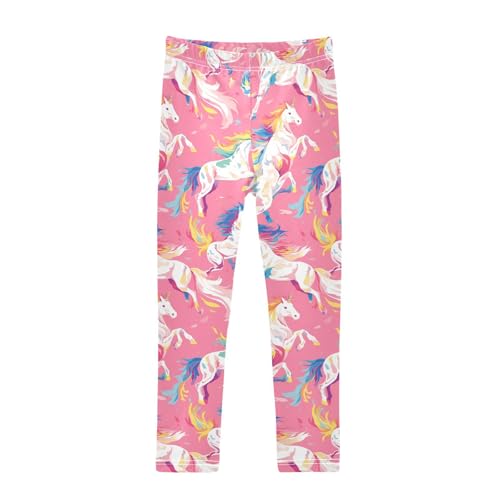 KLL Seamless Pattern Horse Flat Style Watercolor Toddler Girls' Cotton Leggings Fashion Full Length Yoga Pants Running