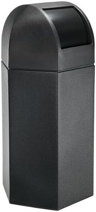 Commercial Zone 73760199 50-Gallon Hex Waste Container with Dome Lid - Black