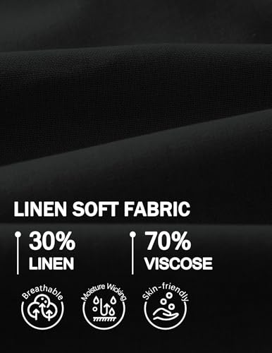 Image of COOFANDY Mens Casual Linen Shorts Elastic Waist Drawstring Loose Fit Summer Beach Vacation Shorts with Pockets