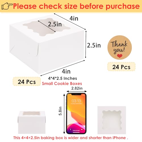 30% Off 24pcs White Cookie Boxes with Window & Stickers - Image 3