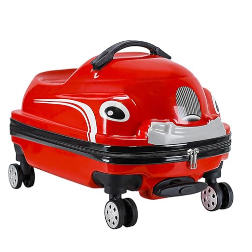 Lugar de 20 pulgadas de 20 pulgadas Lluce Rolling Ridable, la maleta de viaje de viaje para niños, maleta de transporte duro con ruedas, juguete de forma de automóvil para niños pequeños, para