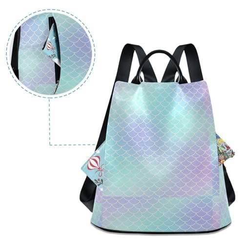 Sac à dos violet pastel sirène avec poche arrière zippée antivol