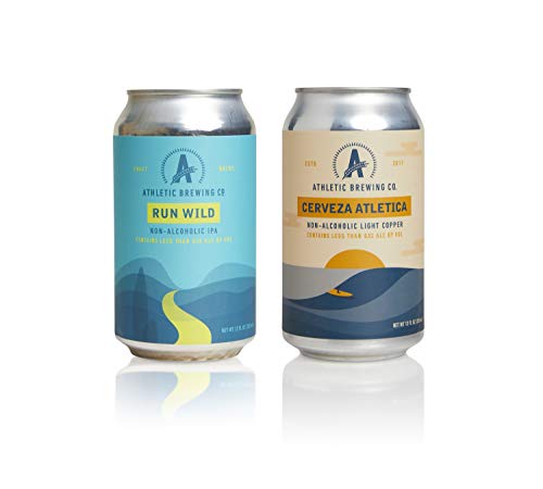 Athletic Brewing Company - Run Wild IPA and Cerveza Atletica Light Copper Mixed Case, Craft NA, Low-Calorie, Award Winning, 12 fl oz, Pack of 12