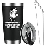 TSLOVER I Have to Say Weird Stuff Or I'll Die,Funny Frog Stuff Coffee Mugs,20 Oz Insulated Stainless Steel Tumblers,Frog Gifts for Women Men Friends,Office Gag Gift for Coworker Boss
