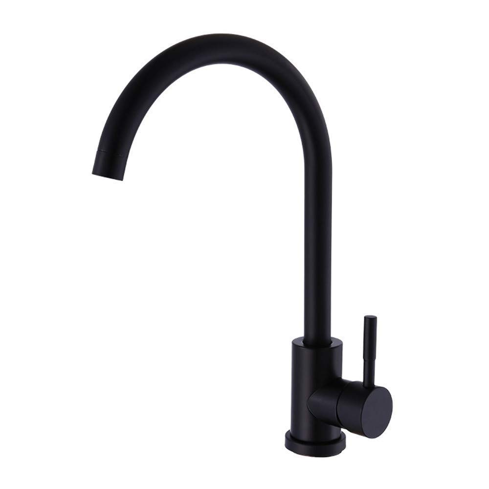 Robinet de cuisine en acier inoxydable résistant au calcaire avec grand bec rotatif fluide