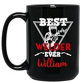 Personalized Choose Name Welding Jobs Coffee Mugs Cups Gifts For Men Welders Birthday, Customized Best Welder Ever Black Ceramic Mug 11 Oz 15 Oz, Welding Coffee Cup, Unique Weld Travel Mug Gift