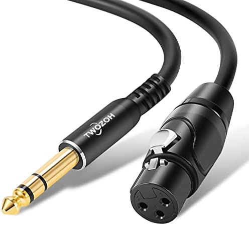 Twozoh XLR Male to 1/4 Inch Jack TRS Cable, balanced 6.35mm Plug to 3 pin XLR Male, Quarter inch to XLR Stereo Male to Male Guitar Cable 5M (Profesional/Hifi)