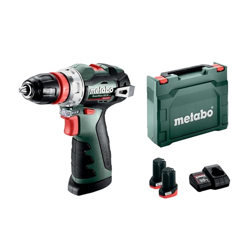 metabo Akku-Bohrschrauber PowerMaxx BS 12 BL Q - 12 V, Bürstenlos, Schnellspannbohrfutter, LED-Licht, kompakt und leistungsstark für Heimwerker und Profis - Inkl. 2 x Akku 2.0 Ah, Ladegerät und Koffer