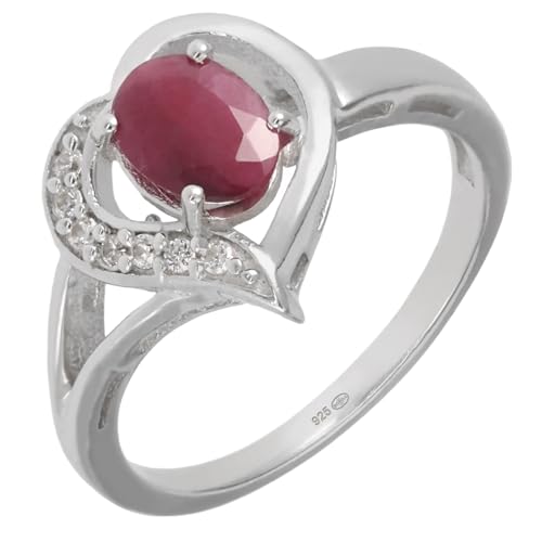 Artipol European Style French Style Ring Rhodium Plated Silver - Natural Stone - Model M62, 54 cm, Rhodium Silver Natural stone, Ruby