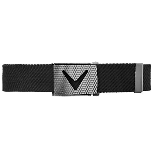 Callaway Cut-to-fit Solid Webbed Belt for Men, Black (Black 002), One size