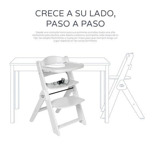 Miniatura 4 de Ms Trona Para Bebé De Madera Full Plegable - Evolutiva- Silla Alta, Ergonómica, Regulable, Segura, Blanco Gris
