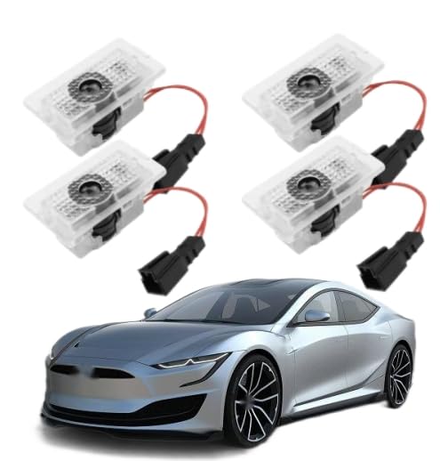 YYXSYY 4 Pcs Logo Light Car Door Lights Ghost Shadow Ultra-Bright Welcome Light Compatible with Model 3 S Y X Accessories Logo Projector Puddle Lights