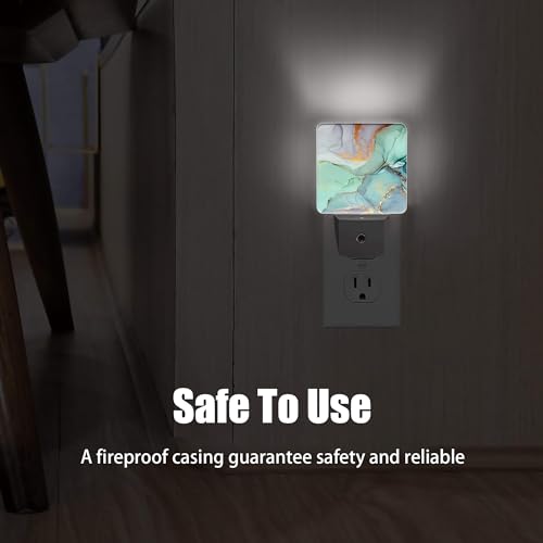 Image of Green Marble Dusk to Dawn Night Light, Auto Sensor Lamp Home Indoor Stairway Kitchen Corridor, Night Lights Plug into Wall Decor, Boys Girls Women Men Room Gifts