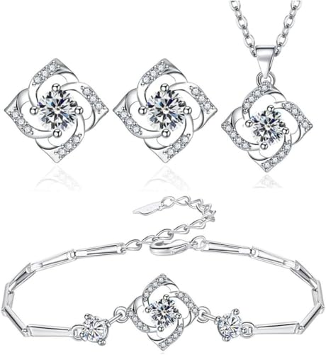 TOEECY Ensemble Bijoux Trèfle Zircon Cubique Collier...