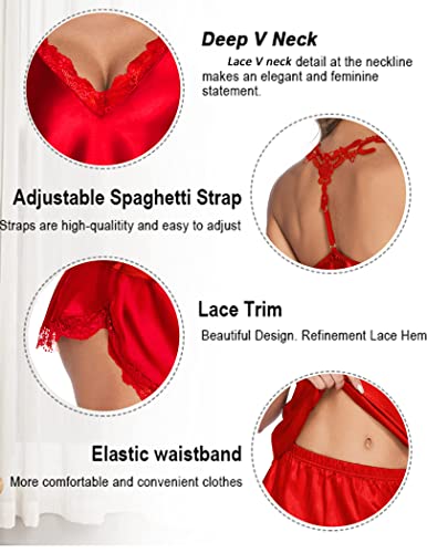 Image of Avidlove Satin Pajamas Set Sleepwear Womens Sexy Lingerie Cami Shorts Set Nightwear S-XXL