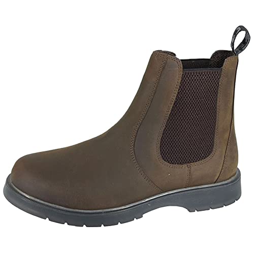 Grafters, M186, Bota Chelsea con refuerzo de cuero para hombre con suela de PVC/nitrilo, Cuero encerado Crazyhorse marrón, 45 EU