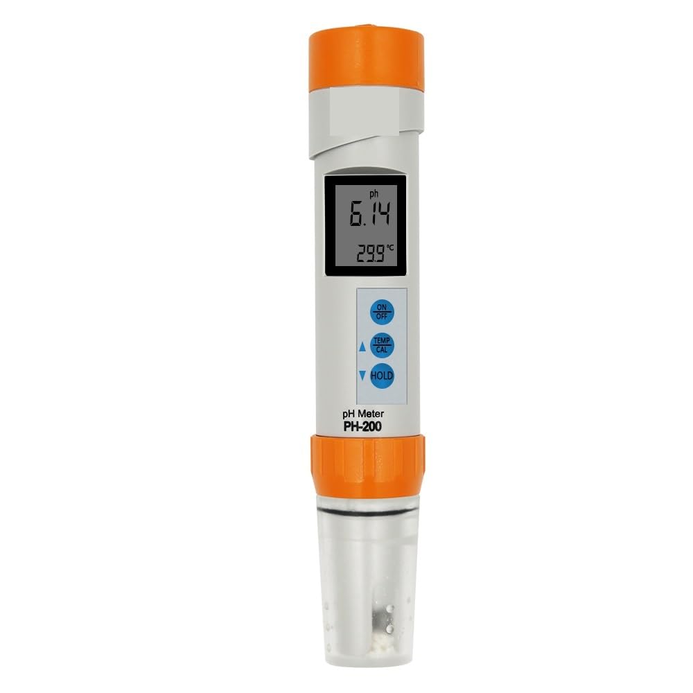 Digital PH-200 PH Meter COM-100 EC TDS Meter Temperature with Automatic Calibration Function pH Water Quality Pen Tester(HM PH-200 Electrode)