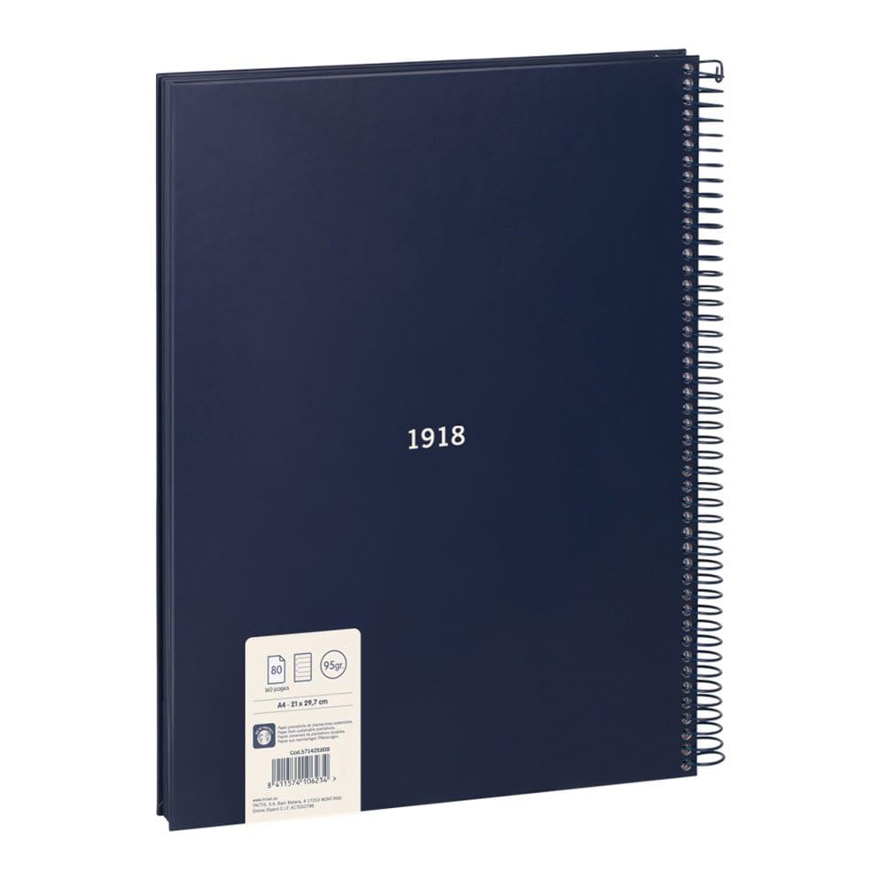 MILAN® A4 Hardcover Notebook, Lined Paper, 80 Sheets, 1918 Series, Blue, navy - Image 4