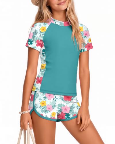 Image of Xaatren Girls 2 Piece Rash Guard Swimsuit