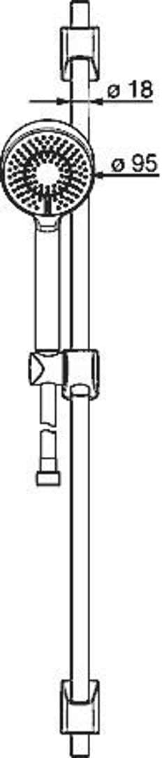 Hansa, wall bar set, shower set, basic jet, wall Mount, mounting tool, hand shower, hose, slider; 720 mm rod, shower head diameter: 95 mm, 3-jet hand shower, 1750 mm shower hose