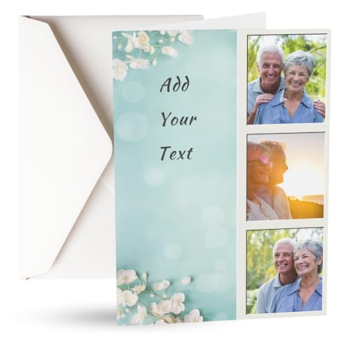 Personalised Greeting Card | Add 4 Photos | Ideal for Birthday, Anniversary, Christmas, Valentine's Day | Mum Birthday Cards, Dad Birthday Cards, Thank You Cards | Personalised Birthday Card (Style 2)